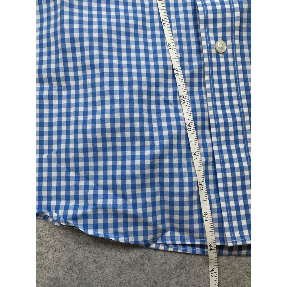 L.L. BEAN Men's L TALL Traditional Blue Gingham Short Sleeve Button Down Shirt - Picture 10 of 11